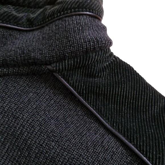 Amerigo Vespucci Made in Italy Pure Wool Leather Trimmed 1/4 Zip Sweater XL - Picture 12 of 14